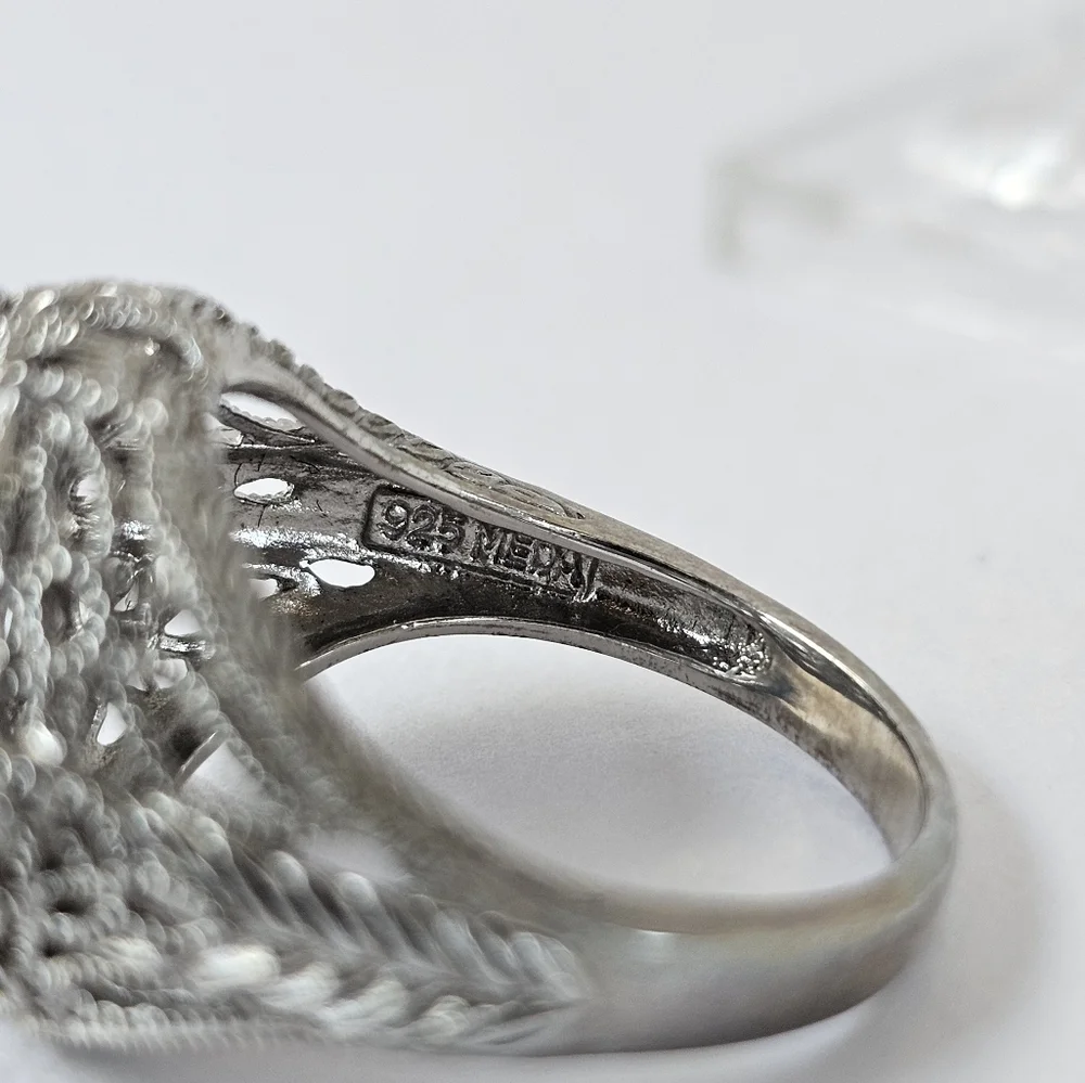 Authentic Victoria Wieck Art Deco Diamonique Ring Sterling Silver Size 7 - Picture 9 of 14